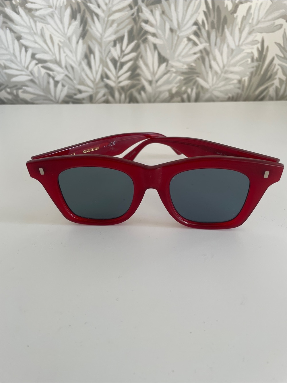 Celine Red Cat Eye Frame Sunglasses with Dark Lenses